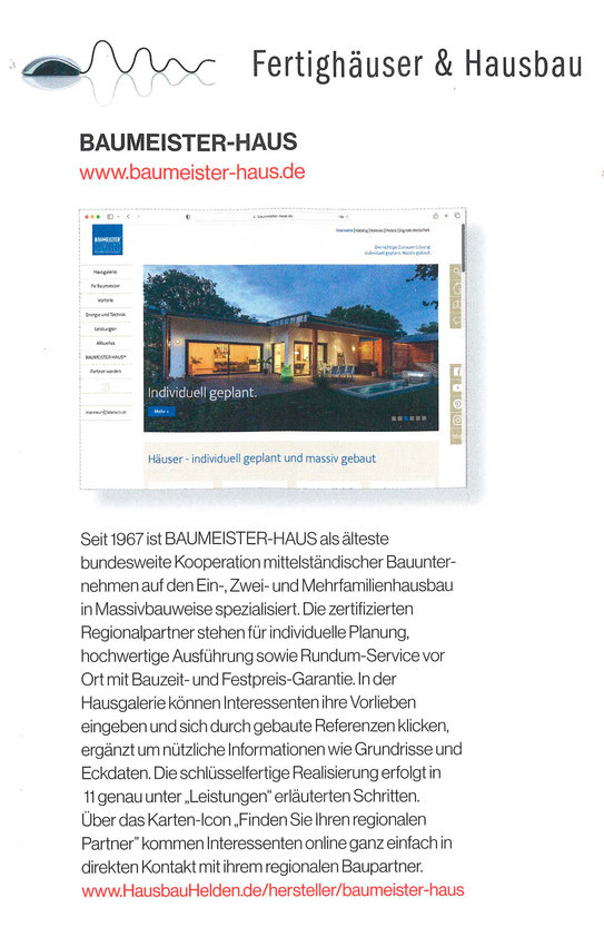 Der baugui.de-Tipp: www.baumeister-haus.de im Juli 2023.